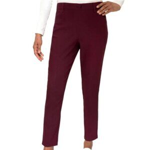 NWT Mario Serrani Women Italy Textured Pull On Pants Burgundy Sz XL $65 11HL332